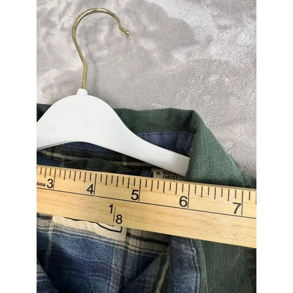 Vintage L.L.Bean XL Tall Mens Flannel Lined Canvas Work Shirt Jacket Plaid‎
